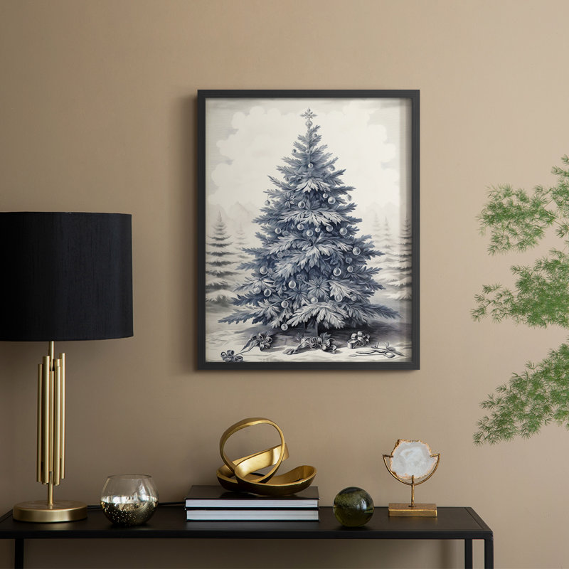 «Christmas Holiday Art» CDLxxxv, reproduction d'art encadrée - bois massif, H 15 po x l 12 po, Noir, noir, noir, noir