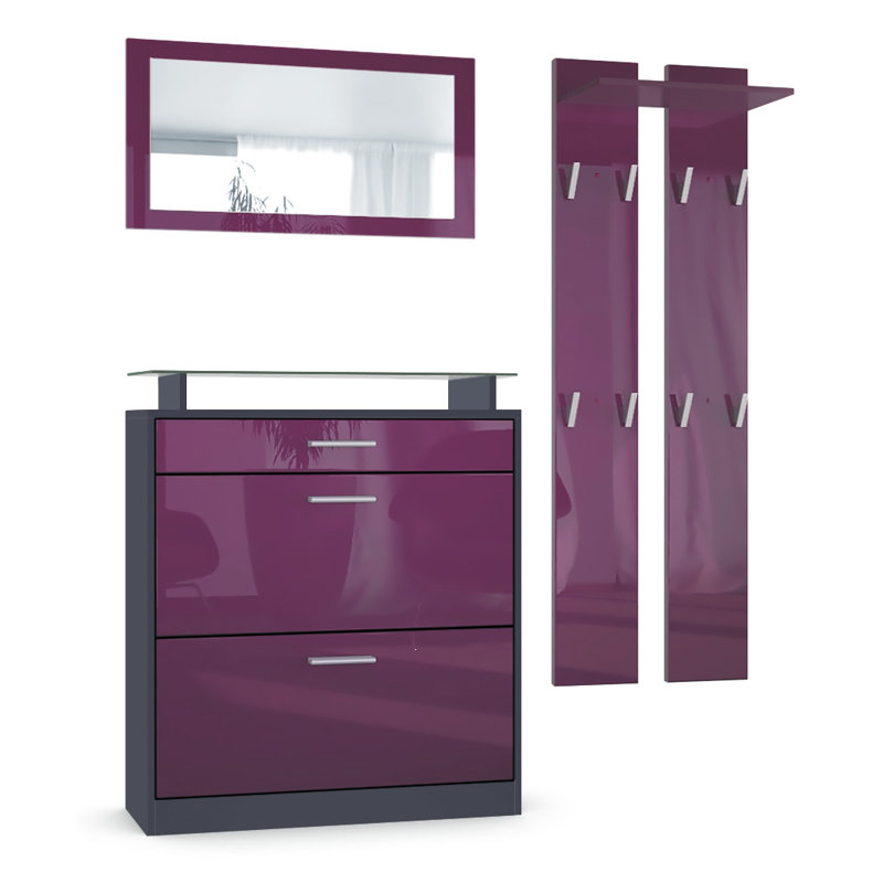 Mcclinton Hall Tree with Shoe Storage, Purple