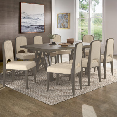 Ensemble de salle à manger extensible à finition en bois de 72 à 90 po Brogdon avec table et chaises en tissu crème