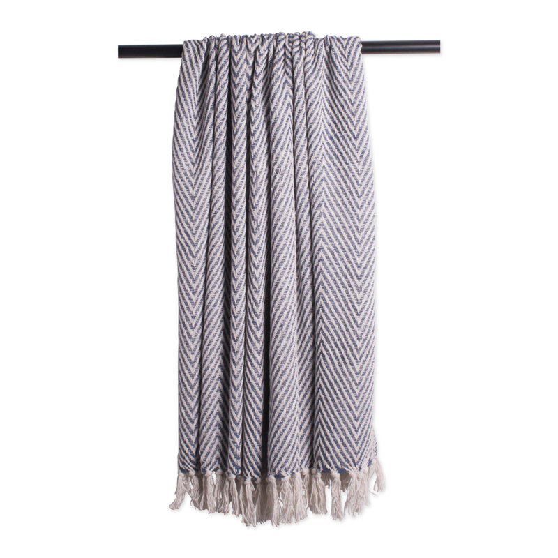 Jeté en coton Dll, bleu