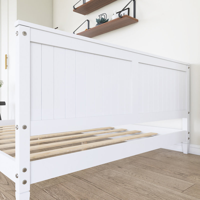 Lit plateforme en bois avec accoudoirs, Lit double, Blanc