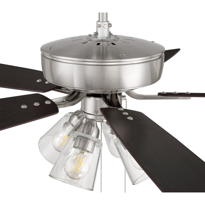 Brushed Nickel 52" Ceiling Fan with LED Lights and Reversible Blades
