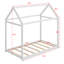 Lit simple en forme de maison au sol, structure de lit basse en bois massif avec toit-1825194262
