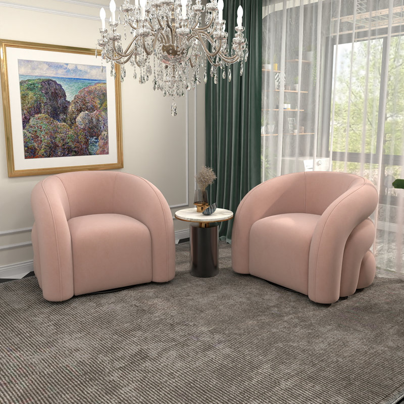 Fauteuil demi-tonneau pivotant de 34,6 po Briggette, Rose