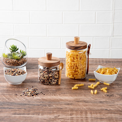 Restaurantware-Vetri Storage Jars, 2-Piece Dishwashable Glass Cookie Jars - Airtight Seal, Clear Glass Candy Container, Knob Handle Lid, For Kitchen, Laundry, Or Storage