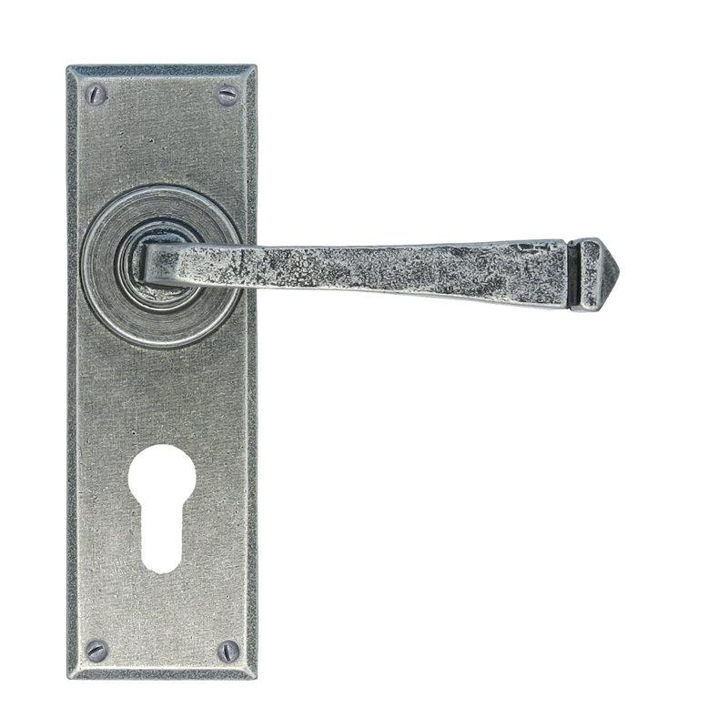Avon Lock Door Handle, Pewter Patina