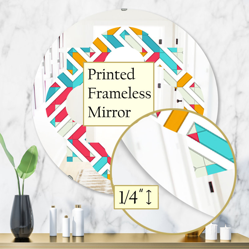 Miroir mural sans cadre abstrait géométrique abstrait et quadrilobe, H 31,5 po x l po