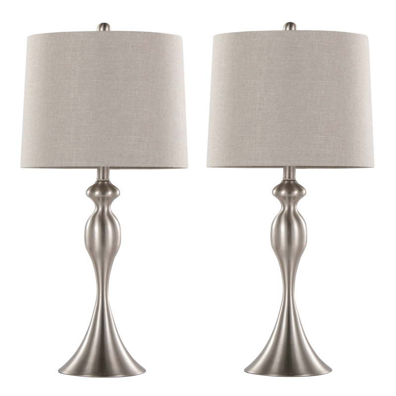 Lampe de table contemporaine en métal, Argent argent, Gris clair