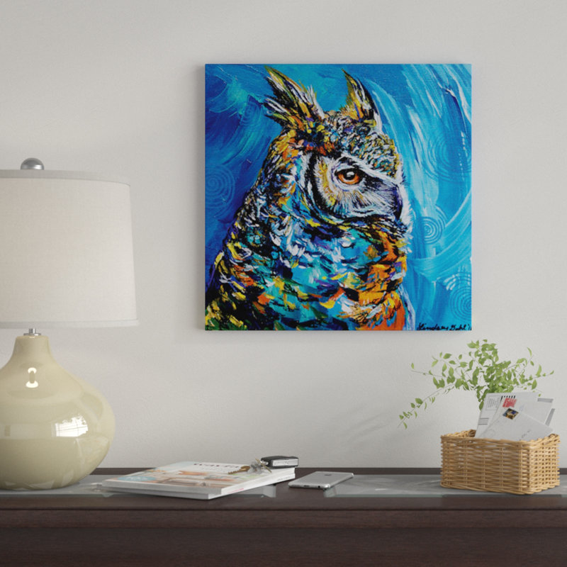 «Eagle Owl», reproduction sur toile, H 18 po x l 18 po x P 1,5 po, Toile tendue, Pas de tapis