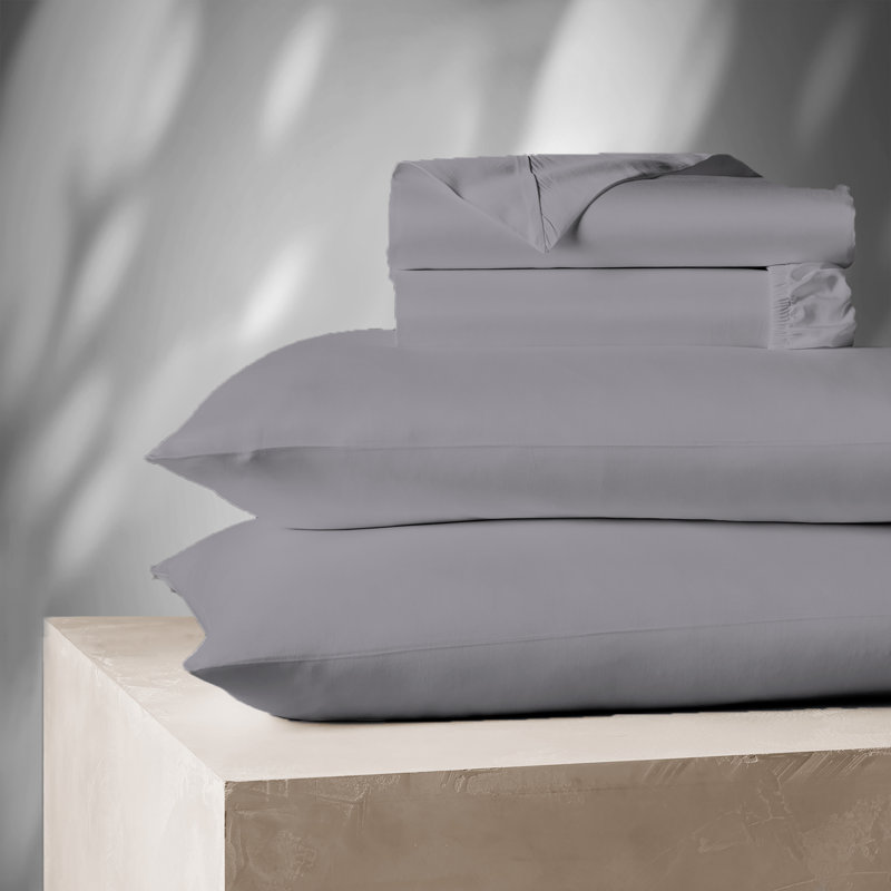 1200TC Premium Cotton-Blend Ultra-Soft Sateen Sheet Set, Queen Sheet Set with 2 Pillowcases, Silver Sconce