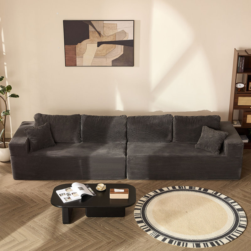 Corduroy Sofa, Grey, 4-seat