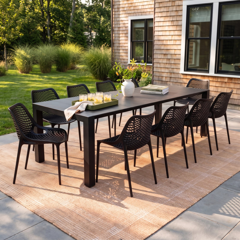 Farrah 11-Piece Extendable Patio Dining Set, Black