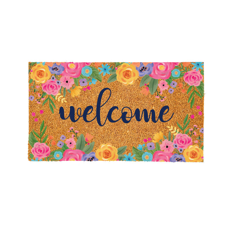 Tapis en fibre de coco 30 po x 18 po Bunny Blooms Spring Blossom