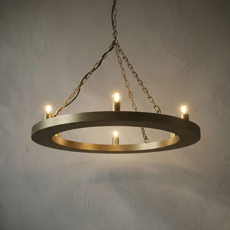 Lustre en roue de chariot à 6 lumières de style bougie Ciro