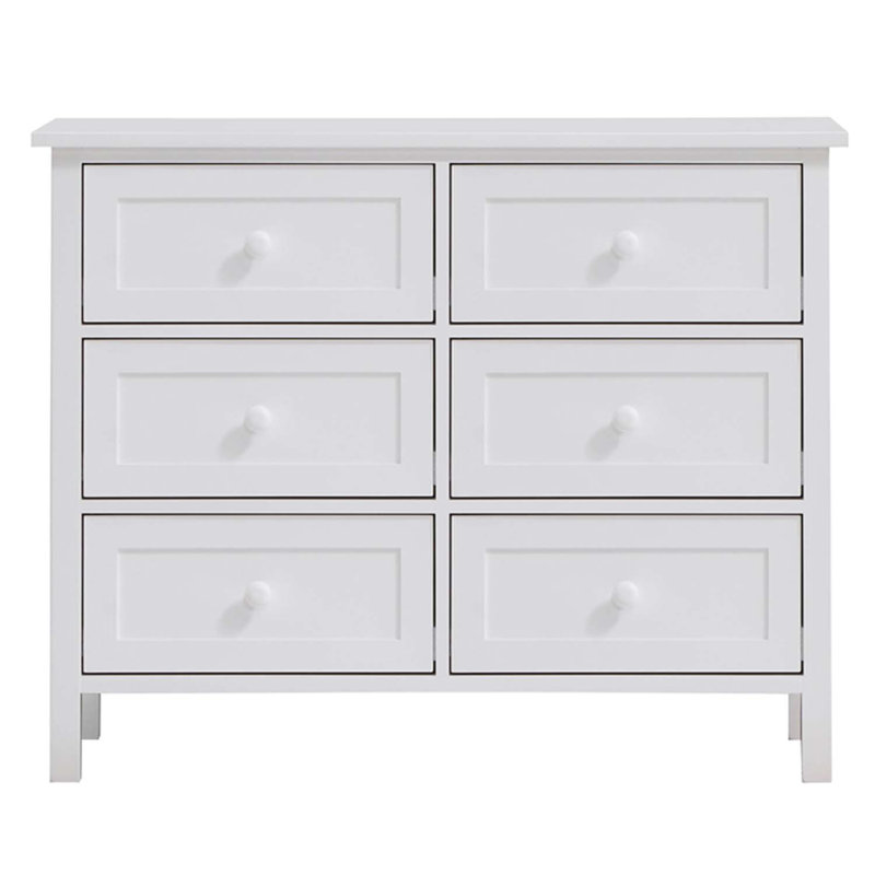 Commode 6 tiroirs Lolanda, finition blanche