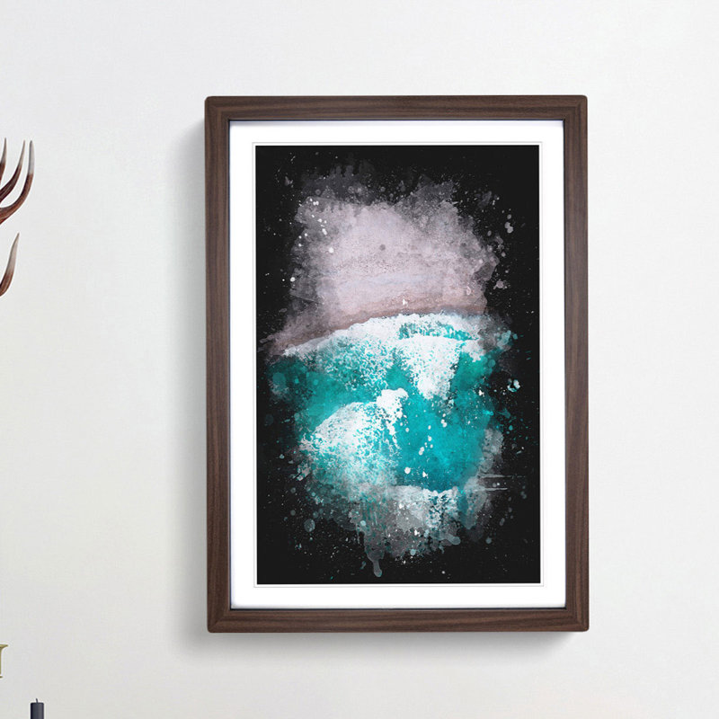 Waves on the Beach - Framed Print, 63cm H x 45cm W x 2cm D, Walnut Framed