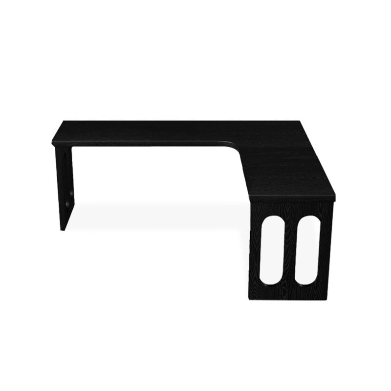 Black L-Shaped Solid Wood desks, 29.53" H x 78.74" W x 55.12" D, Right Hand Return