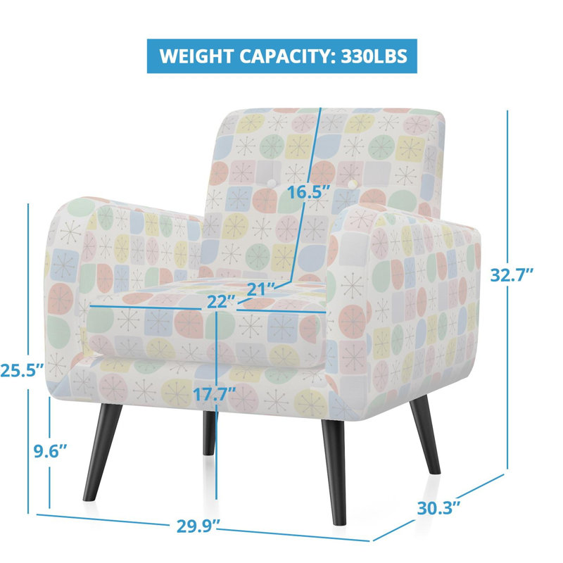 Fauteuil l 29,9 po Bronys, Pois colorés