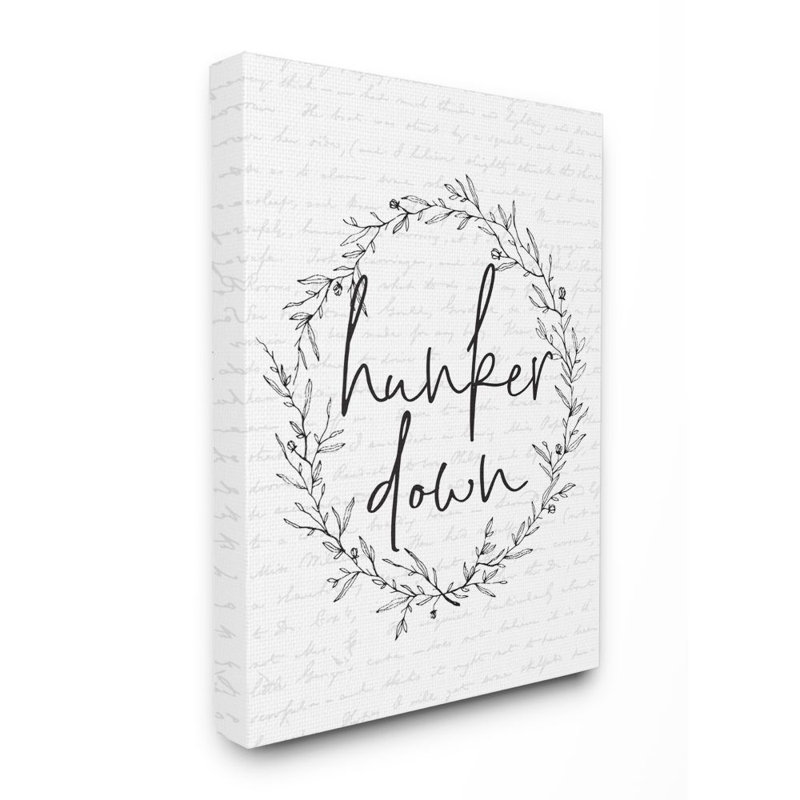 «Hunker Down Expression Spring Wreath Design» par Urban Road - impression d'art graphique, Toile tendue, H 48 po x l 36 po