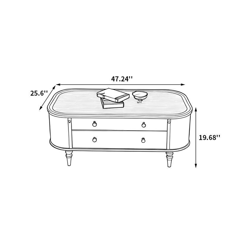 Table basse en cerisier à quatre tiroirs
