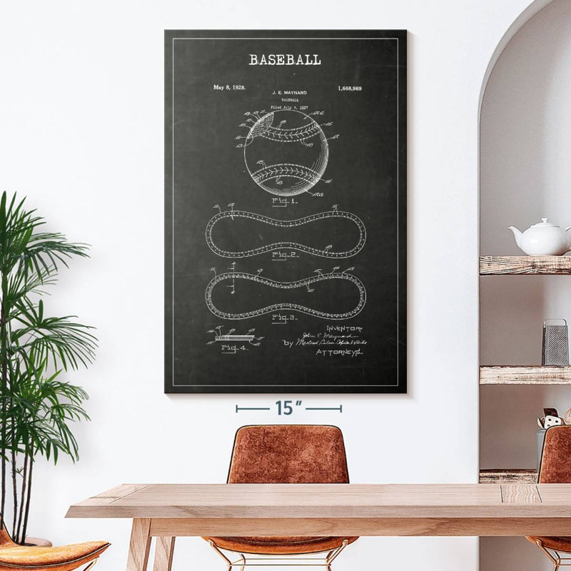 Baseball BW, brevet sur toile, H 34 po x l 51 po x P 1,25 po