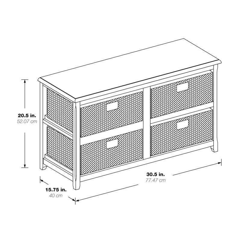 Ottilie 4 Drawer Storage Drawer, White & Natural