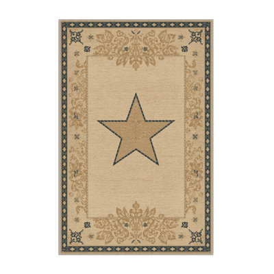 Tapis brun et beige à motif abstrait lavable à la machine Wyndmoor du 4 juillet