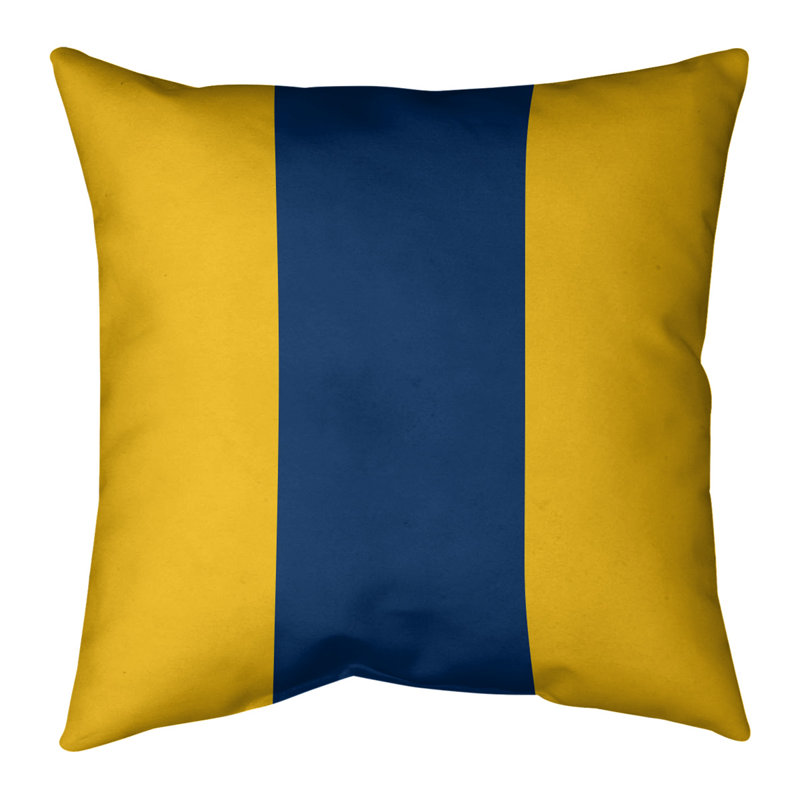 Housse de coussin, 18 po x 18 po, Doré / Marine, Polyester sergé