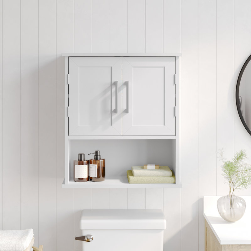 Modern Bathroom Wall Mount Medicine Cabinet With Magnetic Close Doors, White