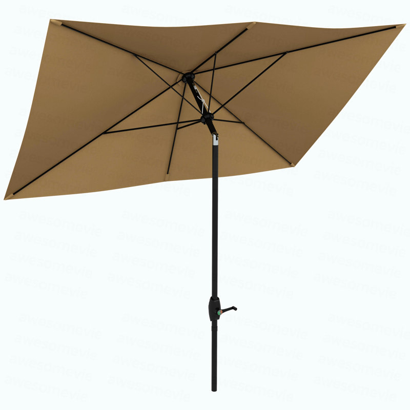 Parasol de marché d'extérieur de 6,5 pi x 10 pi avec manivelle et inclinaison à bouton-poussoir Outsunny, 115" W x 77.5" D