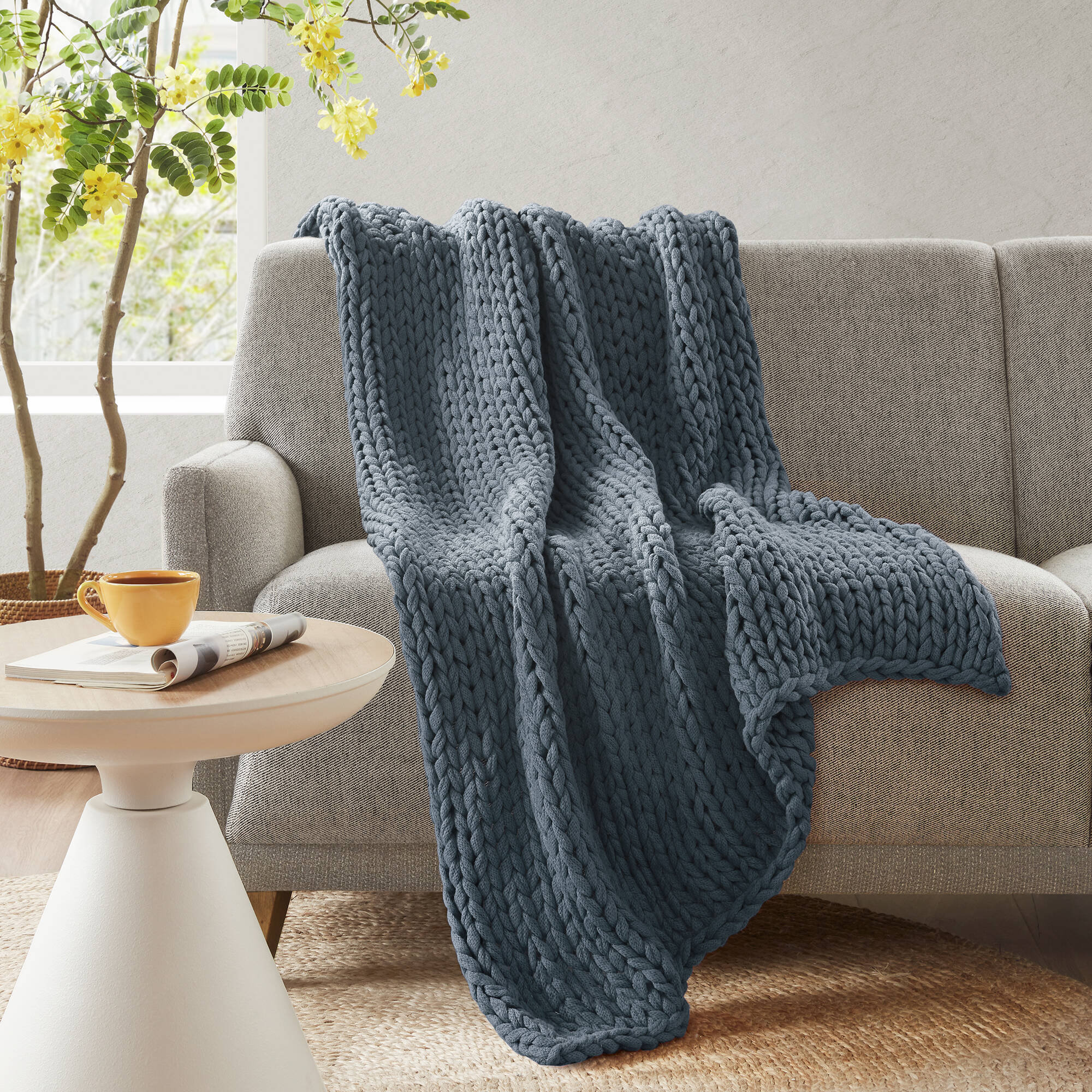 Cable Knit Newport Chunky Knit Throw Kelly Clarkson Home Madison