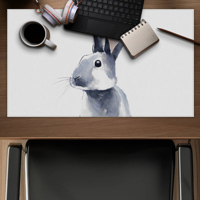 Gray curious rabbit - 14.00"x24.25" Desk mat