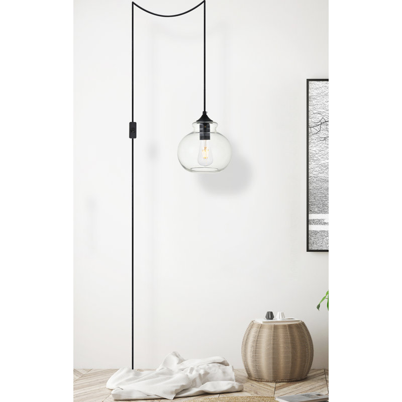 Luminaire suspendu simple à 1 lumière Blaklie, Noir