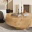 Table basse ronde en bois massif de 31,5 po et 35 po - Motifs de tourbillons naturels uniques, conception élégante incurvée, centre de table fabriqué à la main-632982336-632982339