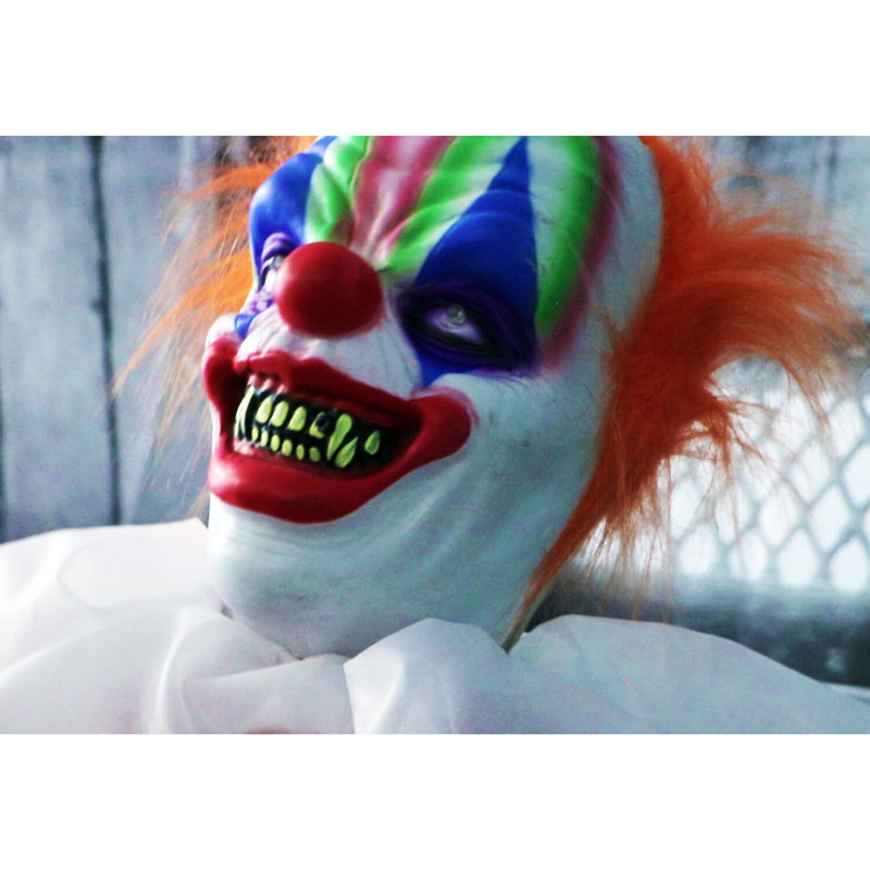 Haunted Hill Farm 65 In. Life-Size Scary Animatronic Talking Clown with Motion, Lights, Sounds