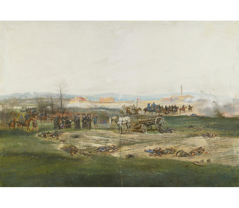"La Bataille de Champigny" par Jean-Baptiste Édouard Detaille - Toile tendue avec châssis, H 48 po x l 33 po