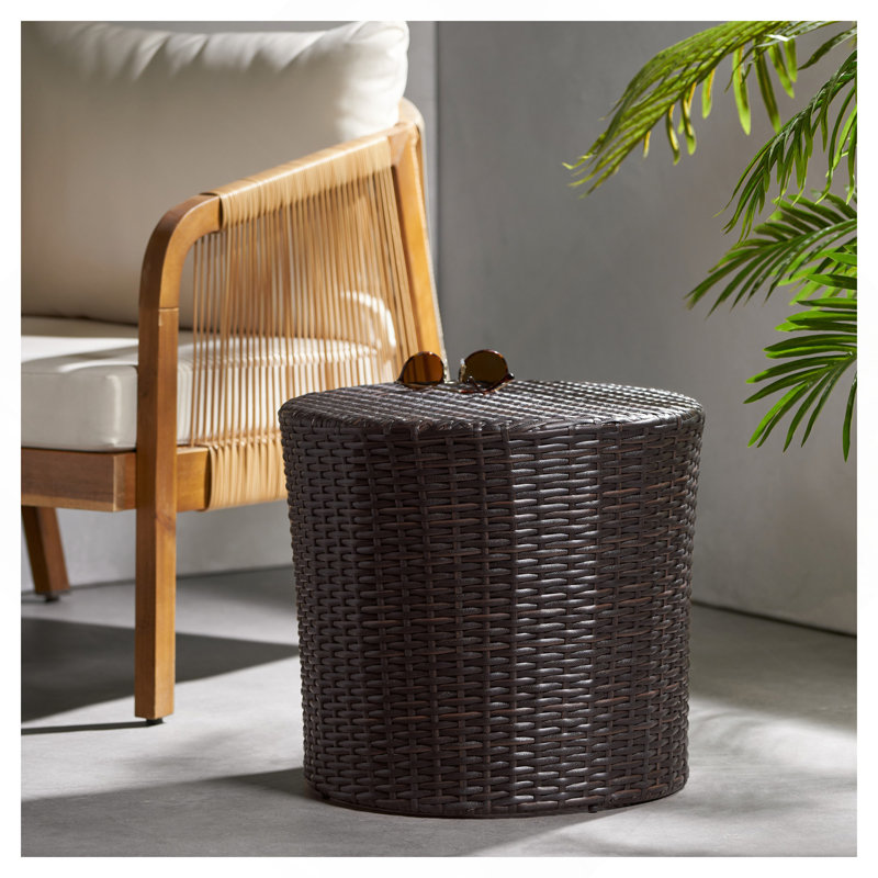 Barrel Side Table,  Outdoor Wicker End Table
