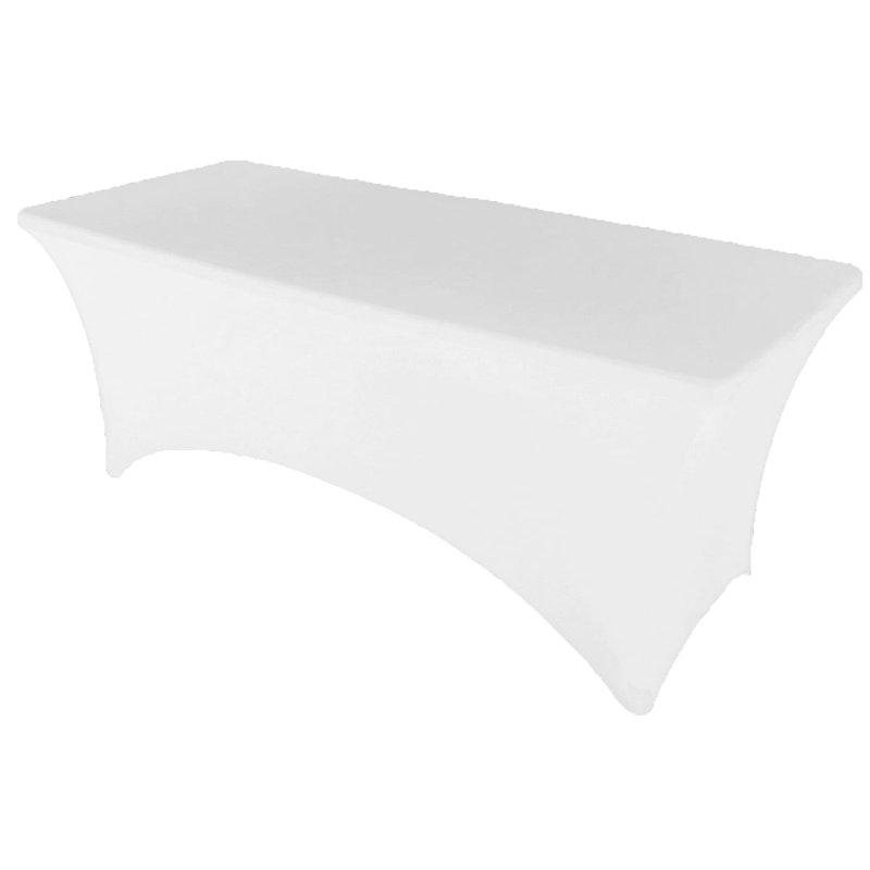 4Ft, 6Ft, 8Ft Spandex Tablecloth Fitted Stretch Rectangular Table Cover For Dining Wedding Party, 48" x 30", White