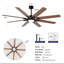 72" 8 Blade Ceiling Fan With Remote Control And Led Light