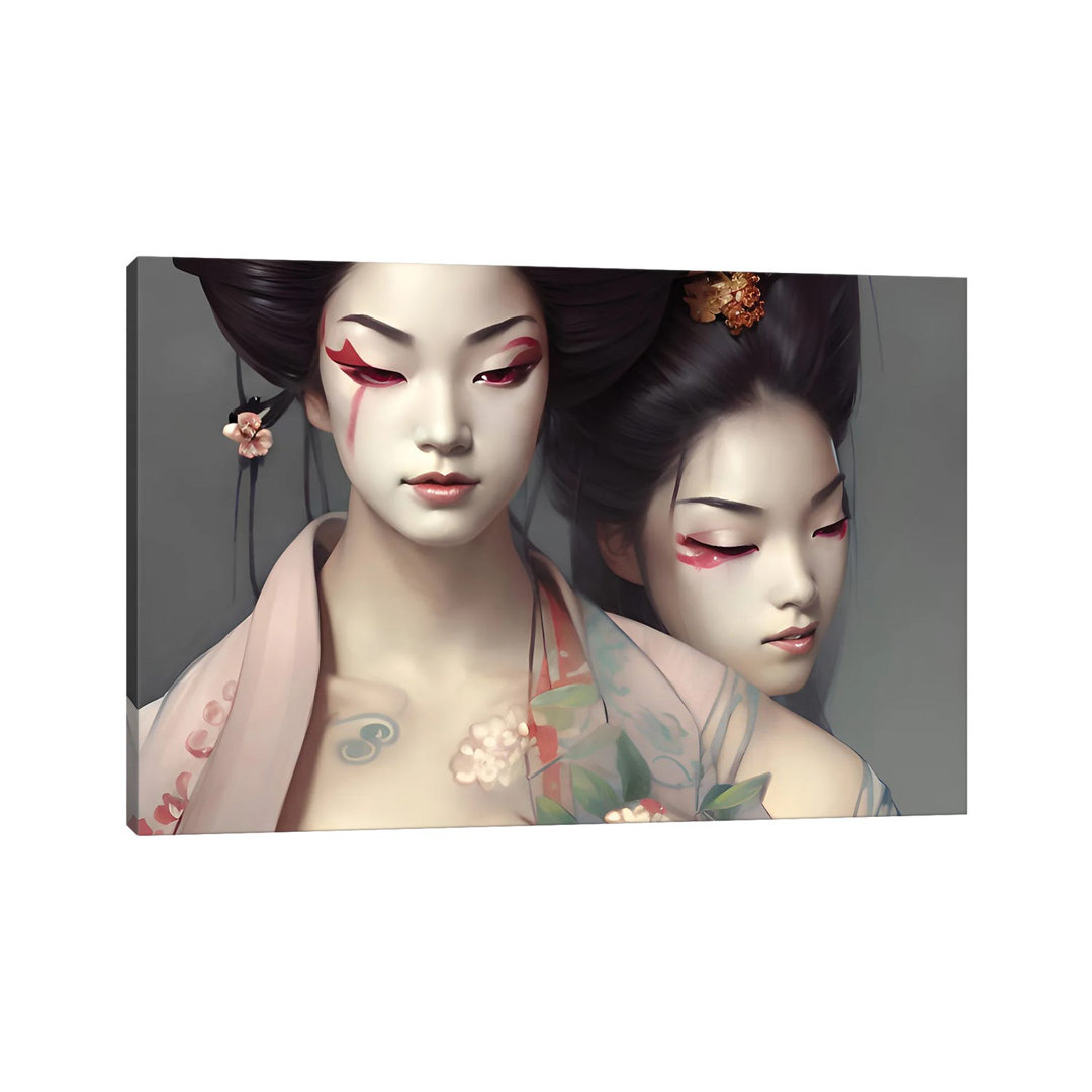 Beautiful Geishas Posing von Alessandro Della Torre - Galerie-verpackte Leinwand Giclée auf Leinwand