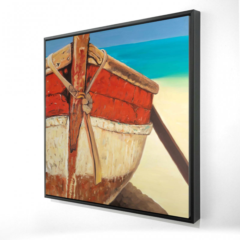 «Tied Up Rowing Boat», Rouge / bleu