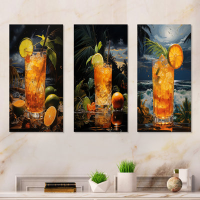Hurricane Horizon Cocktail Harmony - Cocktails Metal Wall Decor Set Of 3