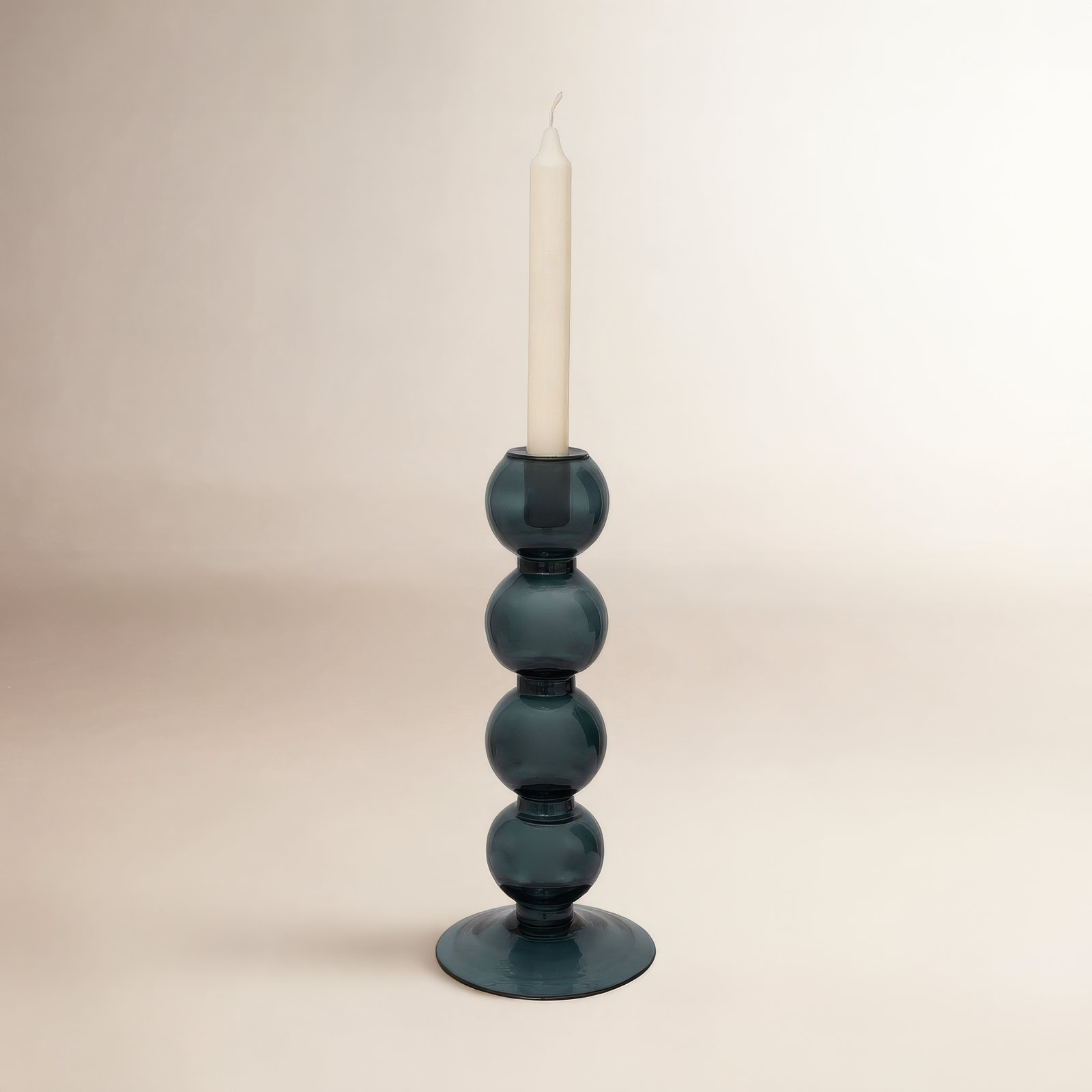 Geri Glass Candlestick Holder, Cameo