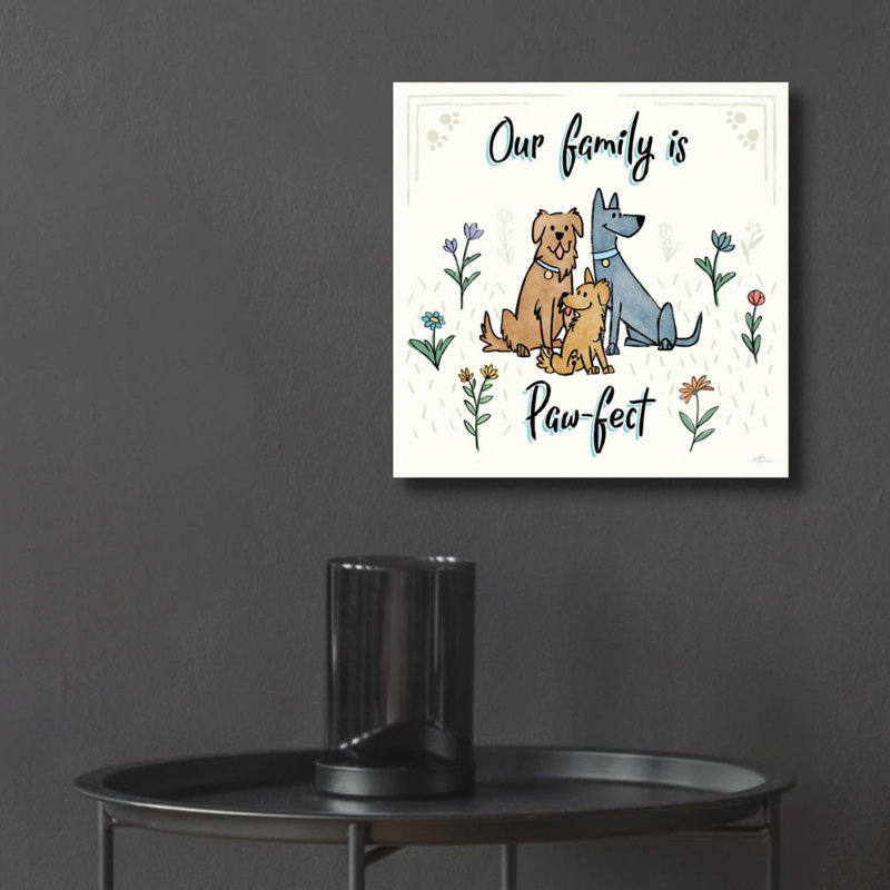 «Dogs in the garden» par Janelle Penner, H 12 po x l 12 po x P 0,13 po