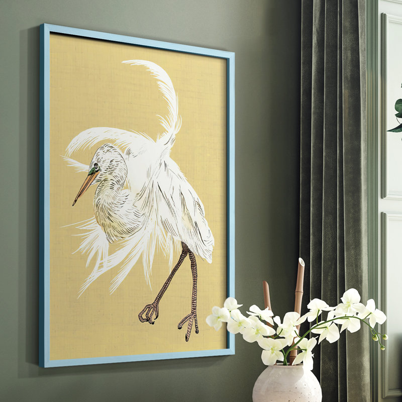 Heron Plumage VI, reproduction encadrée - bois massif, Bleu, H 10 po x l 8 po