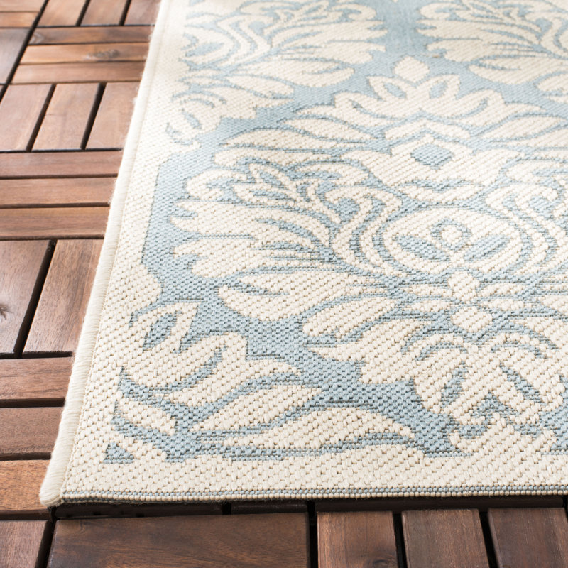 Frankee Performance Damask Indoor/Outdoor Area Rug, Square 6'7"