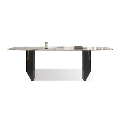 White Rectangular Sintered Stone tabletop with Stainless Steel  Dining Table For Dining Room/Kitchen