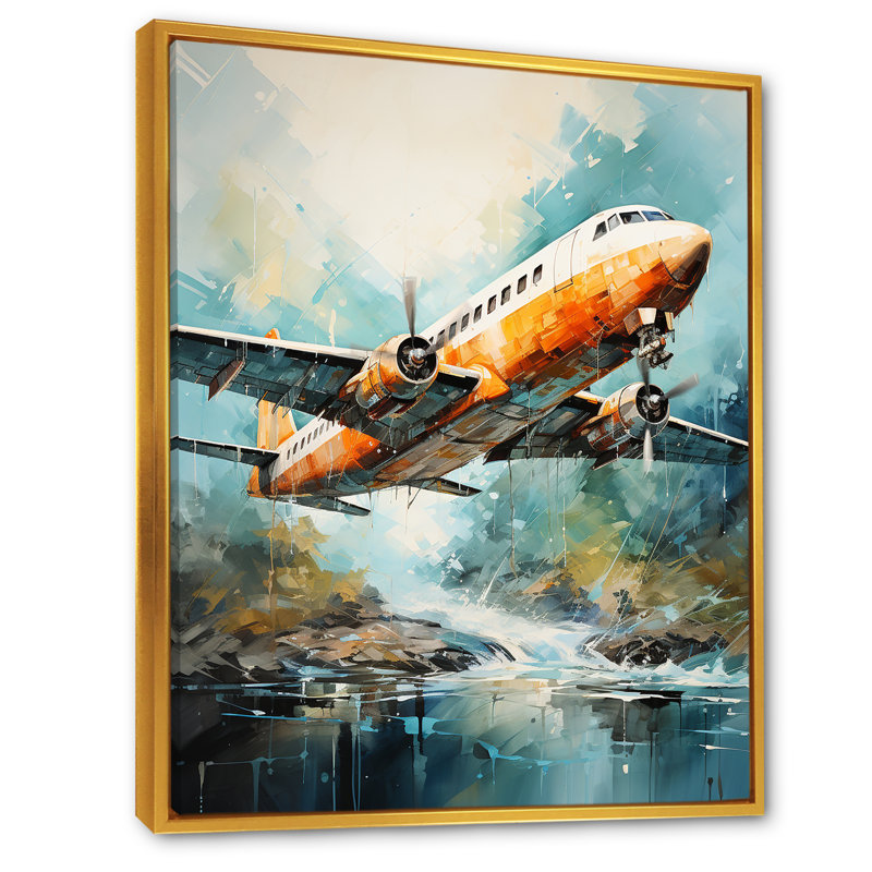 «In Flight Plane Horizons I», reproduction sur toile, H 44 po x l 34 po x P 1,5 po, Cadre flottant doré