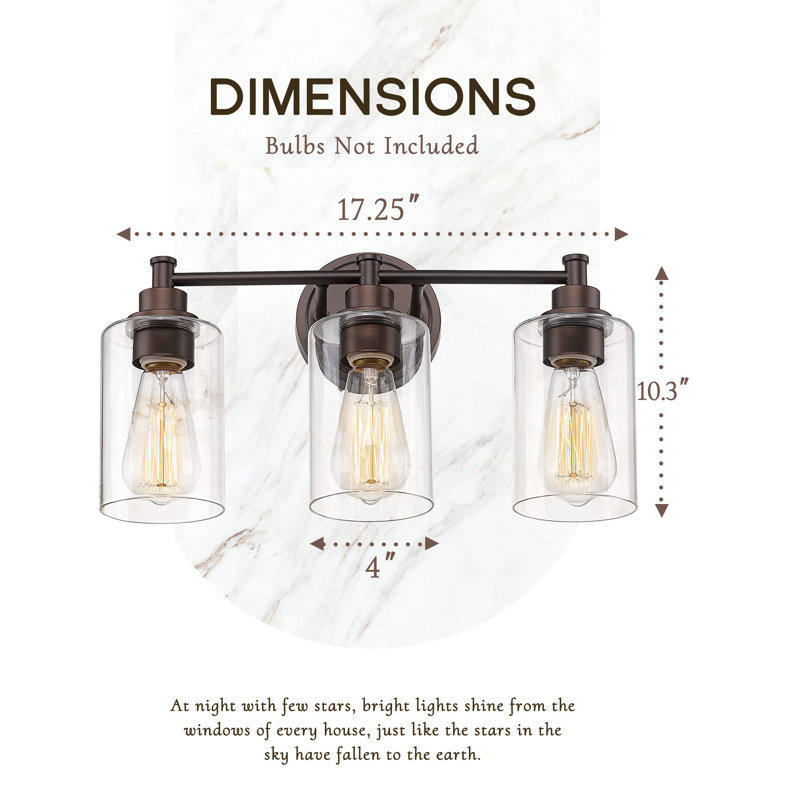 3 - Light Dimmable Vanity Light, Oil Rubbed Bronze