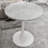 27.6" Round Marble-Effect Coffee Table with Light Gray Veined Top and White Base-766850462